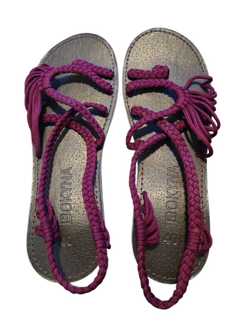 Bokyna Freedom Burgundy Thailand Handcrafted Braided Flat Sandals, 40 - Picture 5 of 5